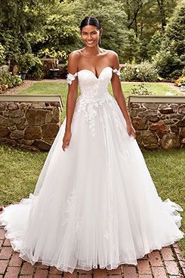 Sincerity Bridal Style 44279 Sweetheart Ball Gown with Detachable Straps and Floral Appliqués