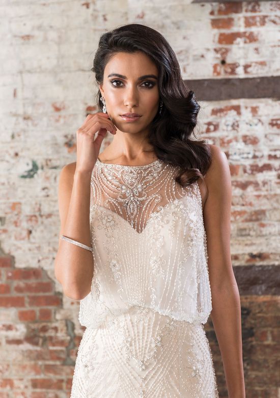 Style 9854 1920s Inspired Beaded Straight Gown With Illusion Back