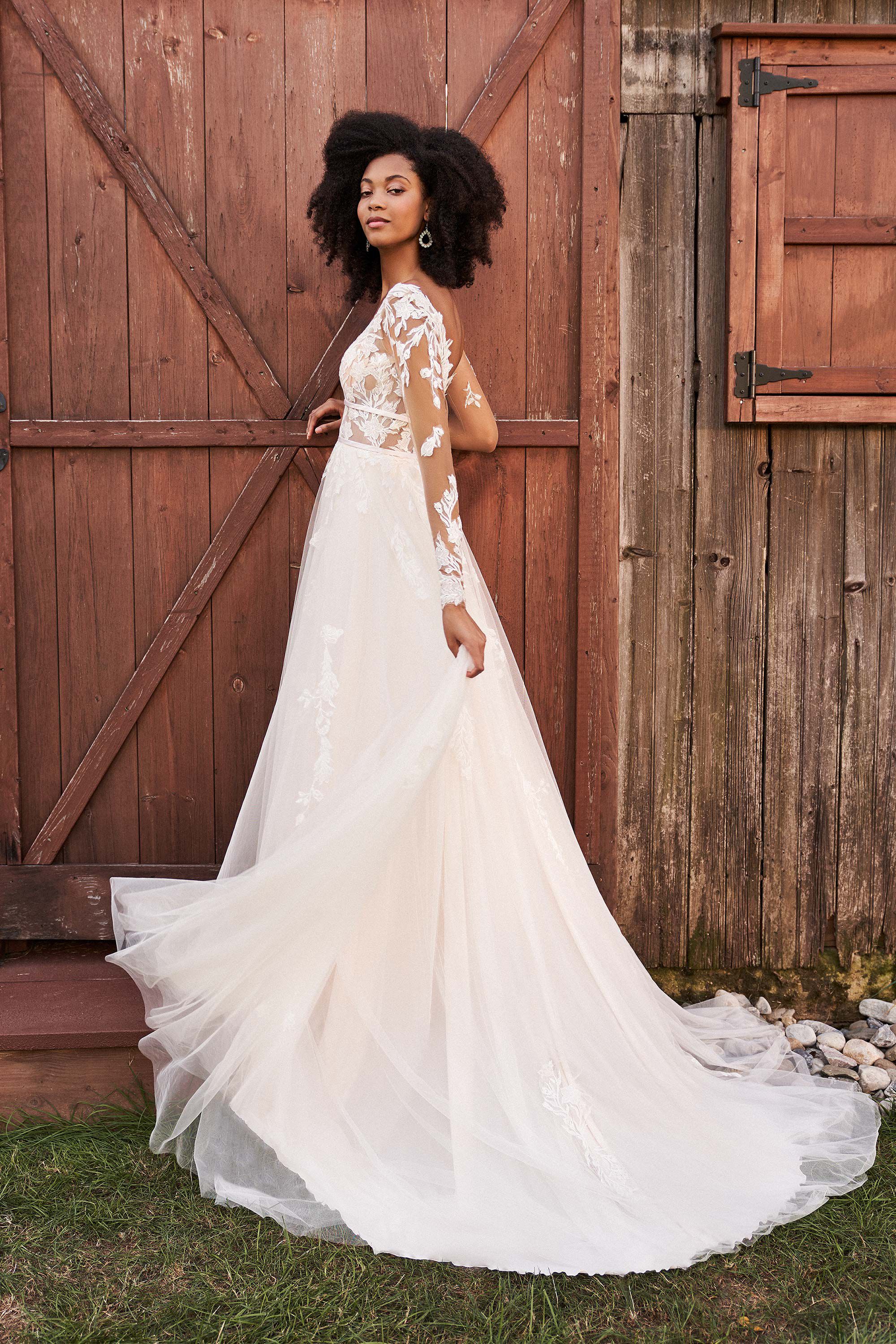 *NEW* Lillian West Soft, Floaty Chiffon A-Line with V Neck & Shoestring Straps - #66137