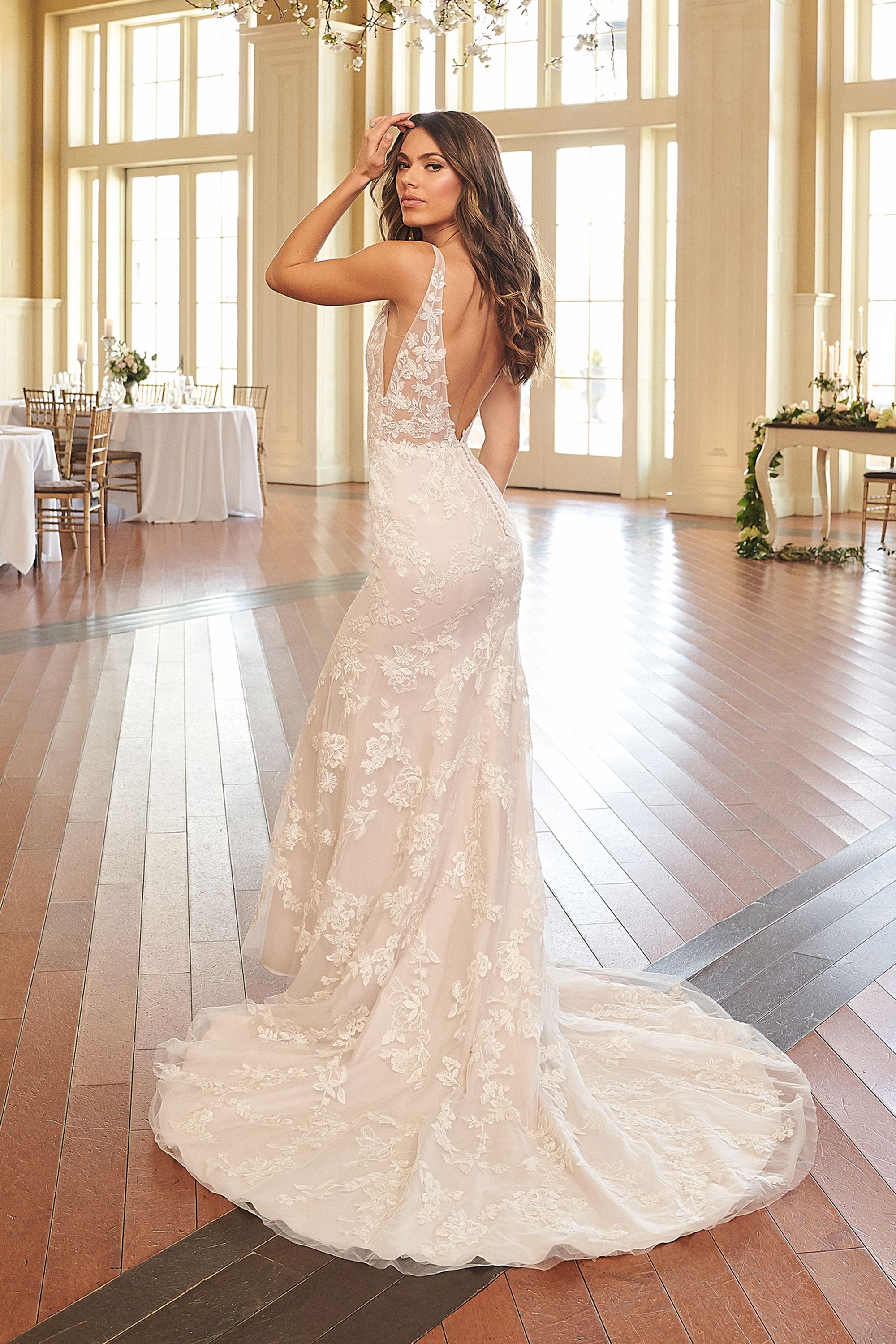 Elegant Wedding Dresses with Low Back V-Neck Designs